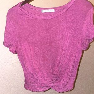 Gaze Front Tie Cap-sleeve Crop Top Small